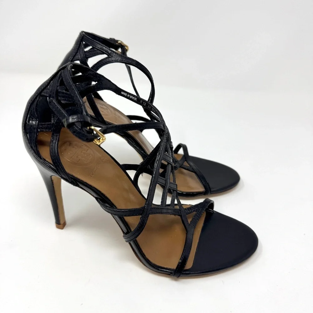 Tory Burch Amalie Black Cage Straps High Heels